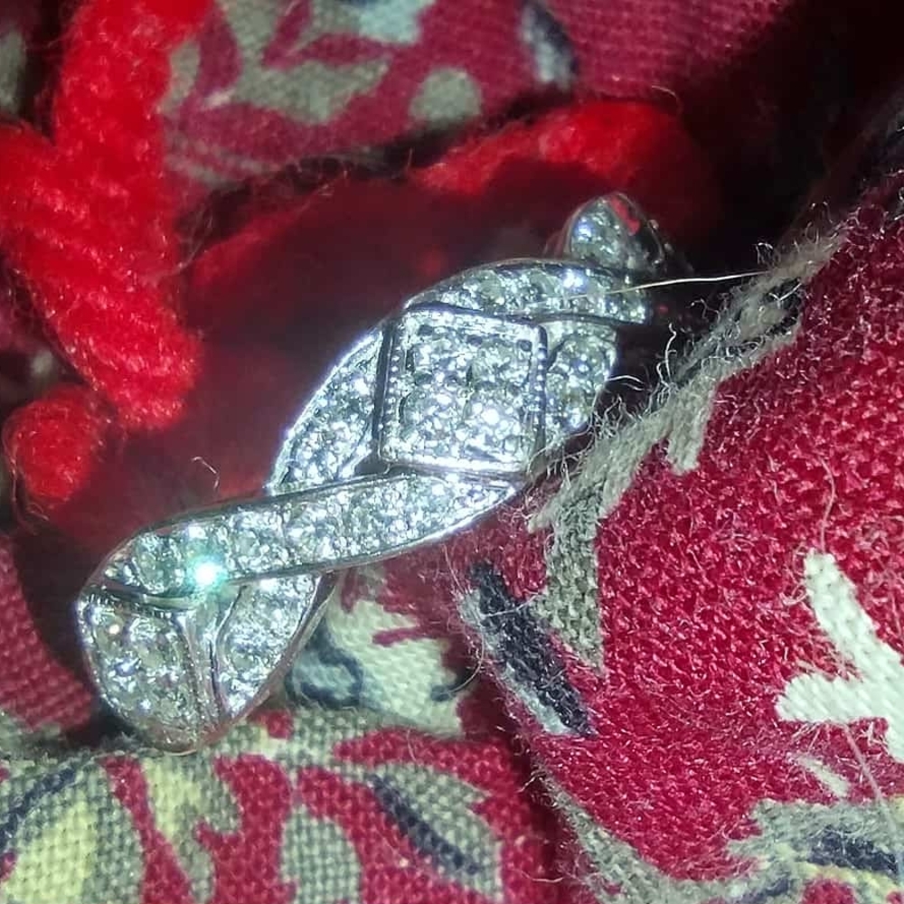 Dazzling Silver Diamond Ring - image 2